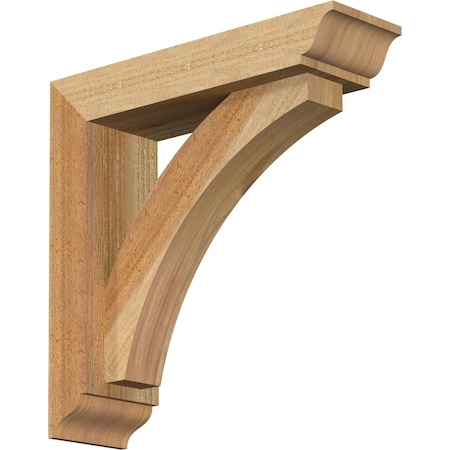 Ekena Millwork Thorton Traditional Rough Sawn Bracket w/ Offset Brace, Western Red Cedar, 4"W x 14"D x 14"H BKT0402X14X14THR01RWR